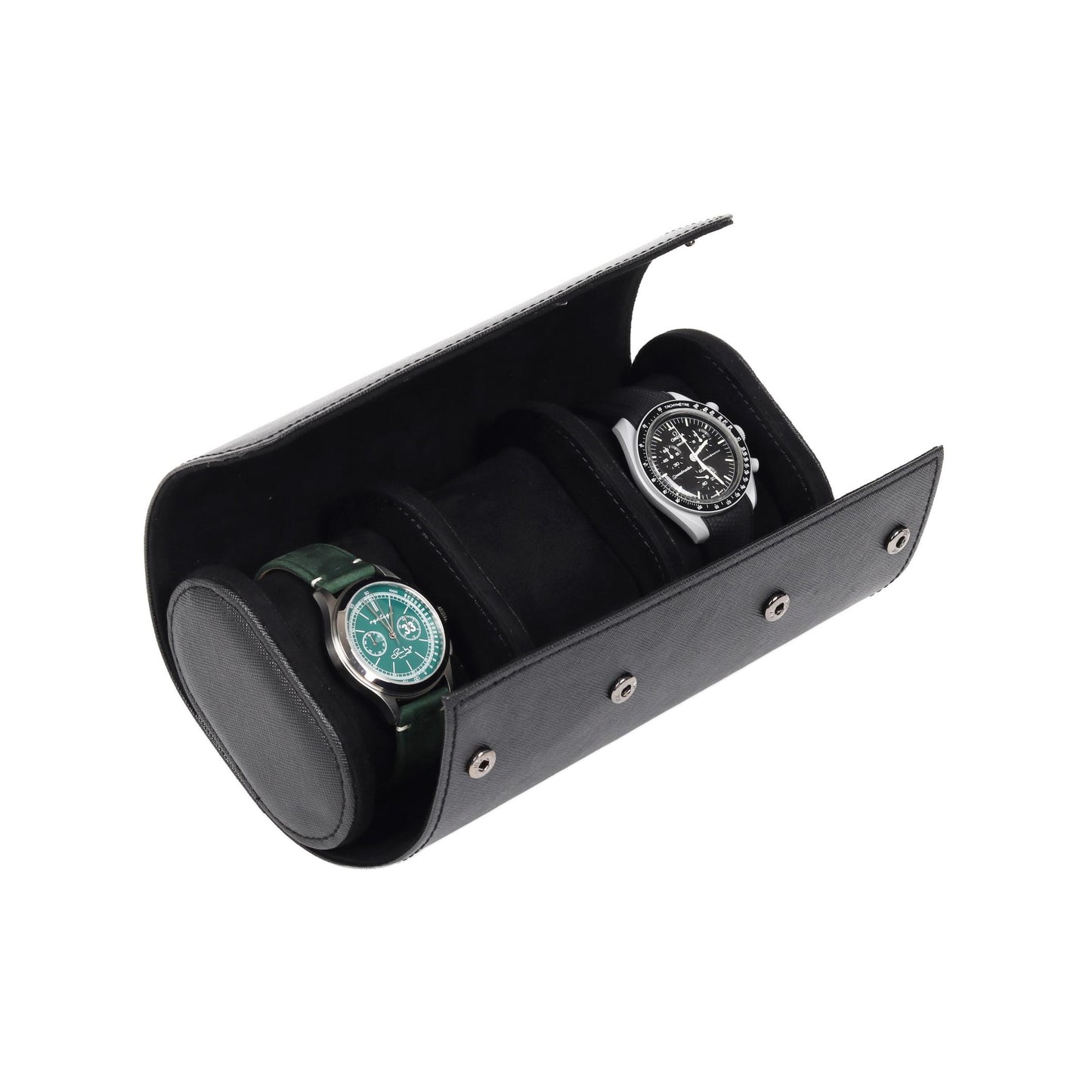 HQ Watch Roll 3 Slot Luxury Travel Watch Case - Black