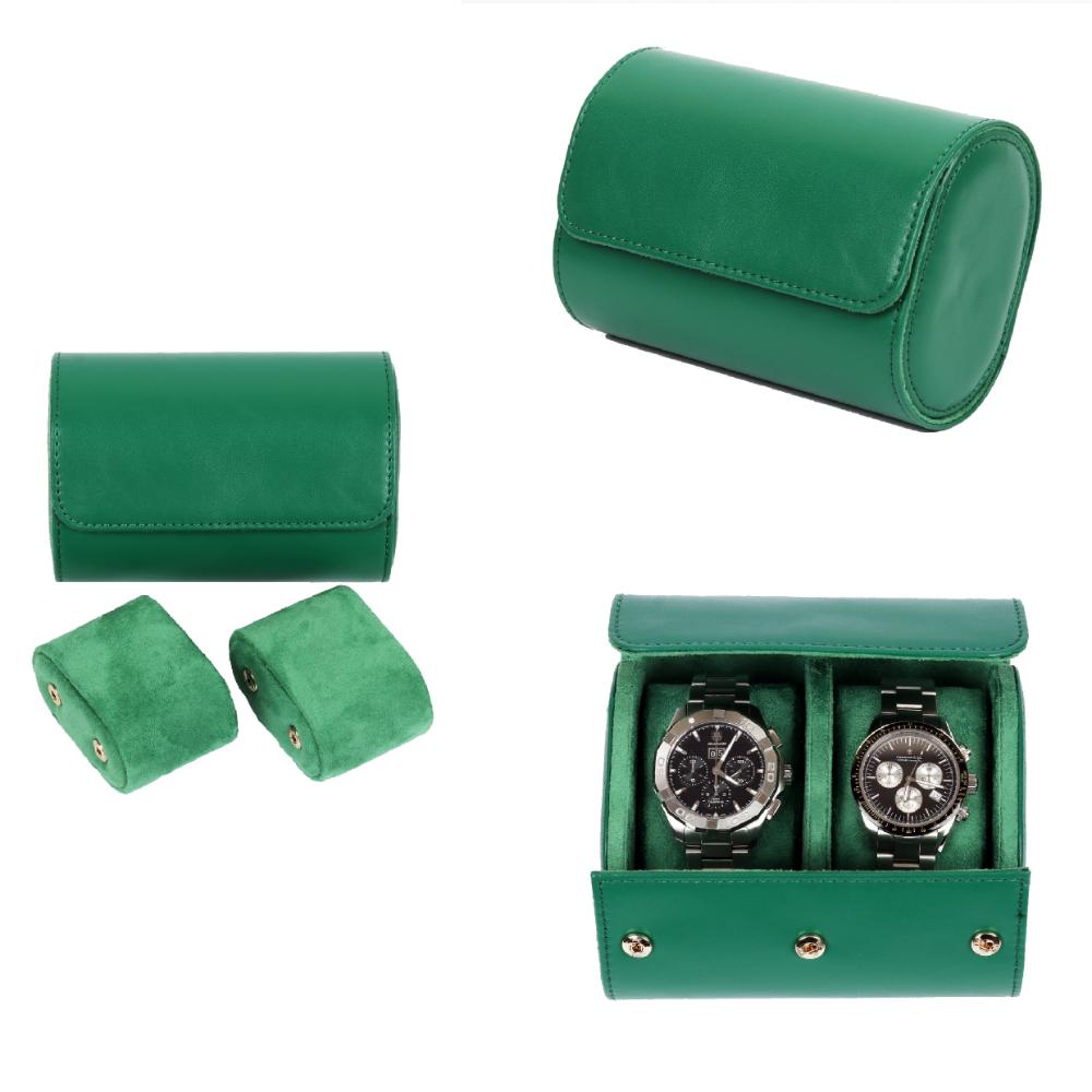 HQ Watch Case 2 Slots Travel Watch Roll Green
