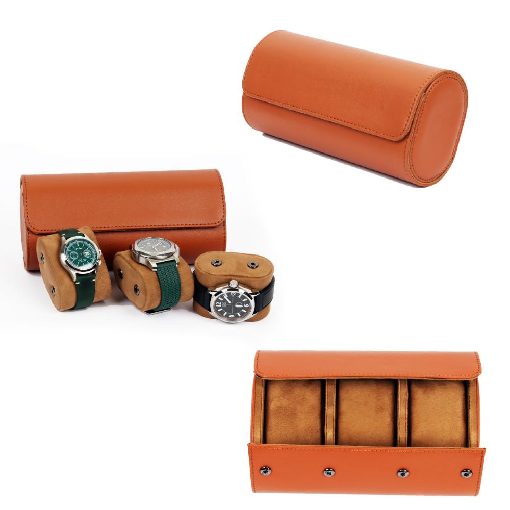 HQ Watch Roll 3 Slots Watch Case Orange