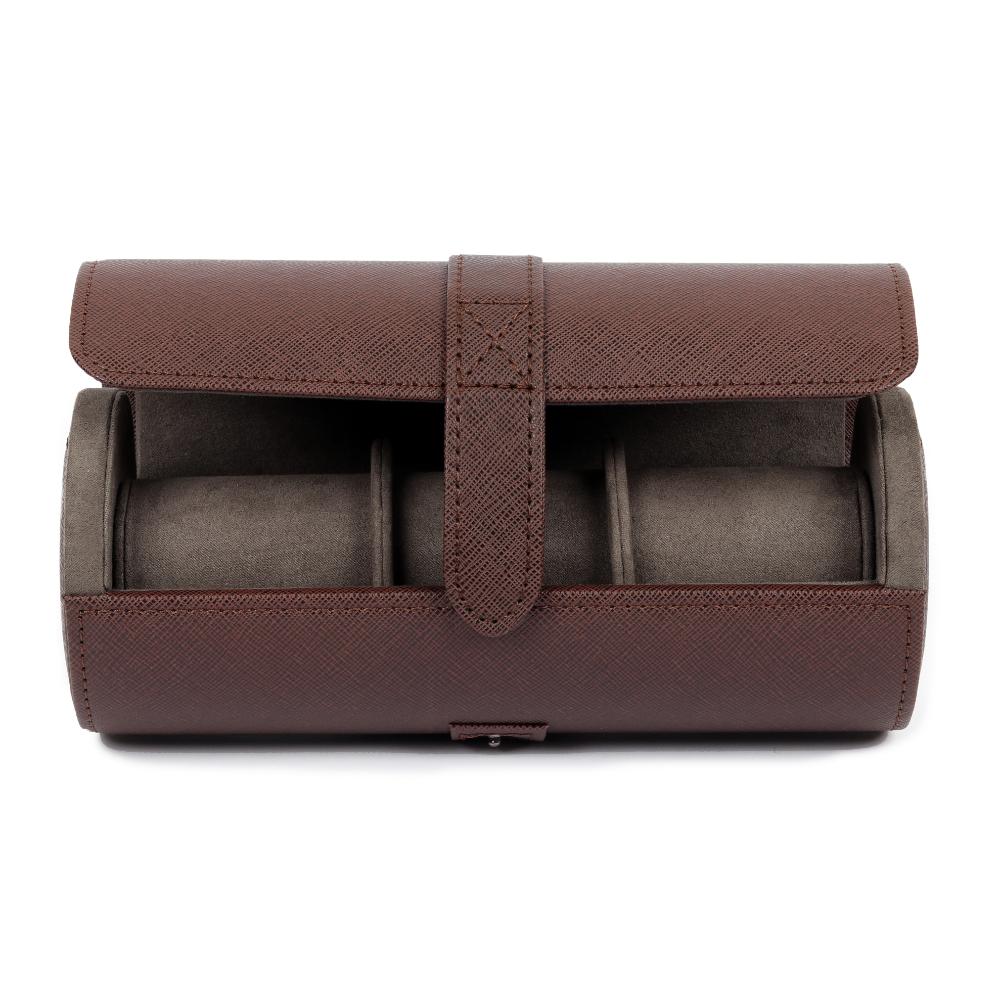 HQ 3 Slot Travel Watch Case Roll Brown