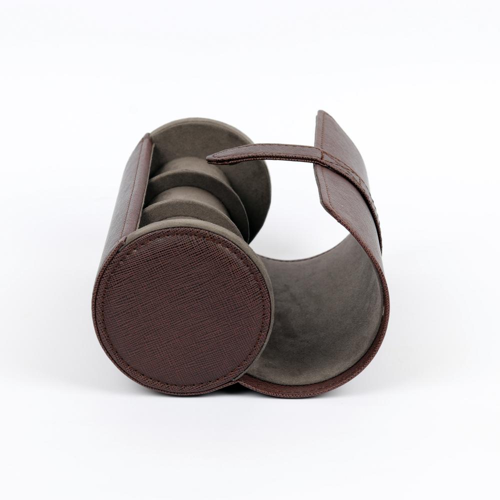 HQ 3 Slot Travel Watch Case Roll Brown