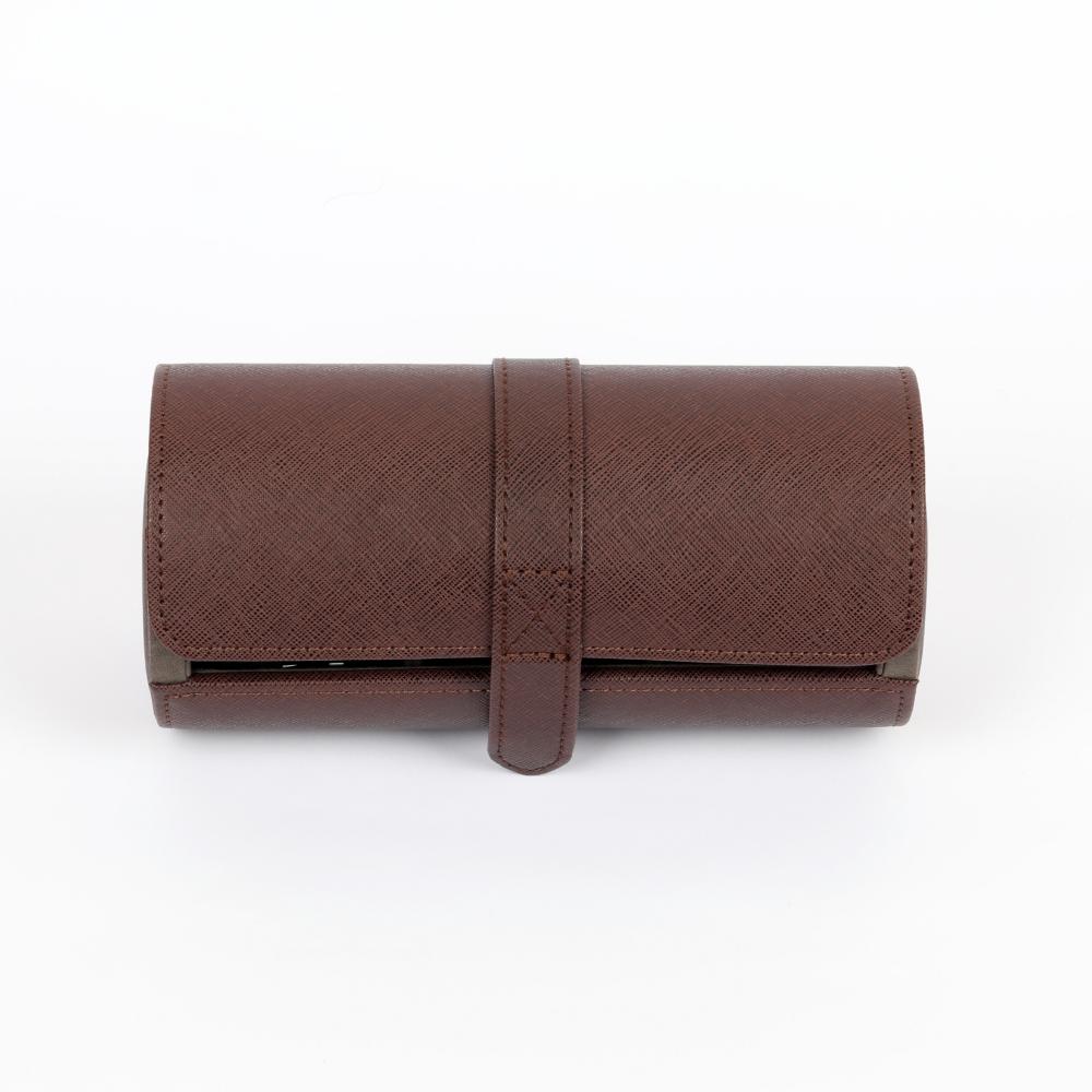 HQ 3 Slot Travel Watch Case Roll Brown