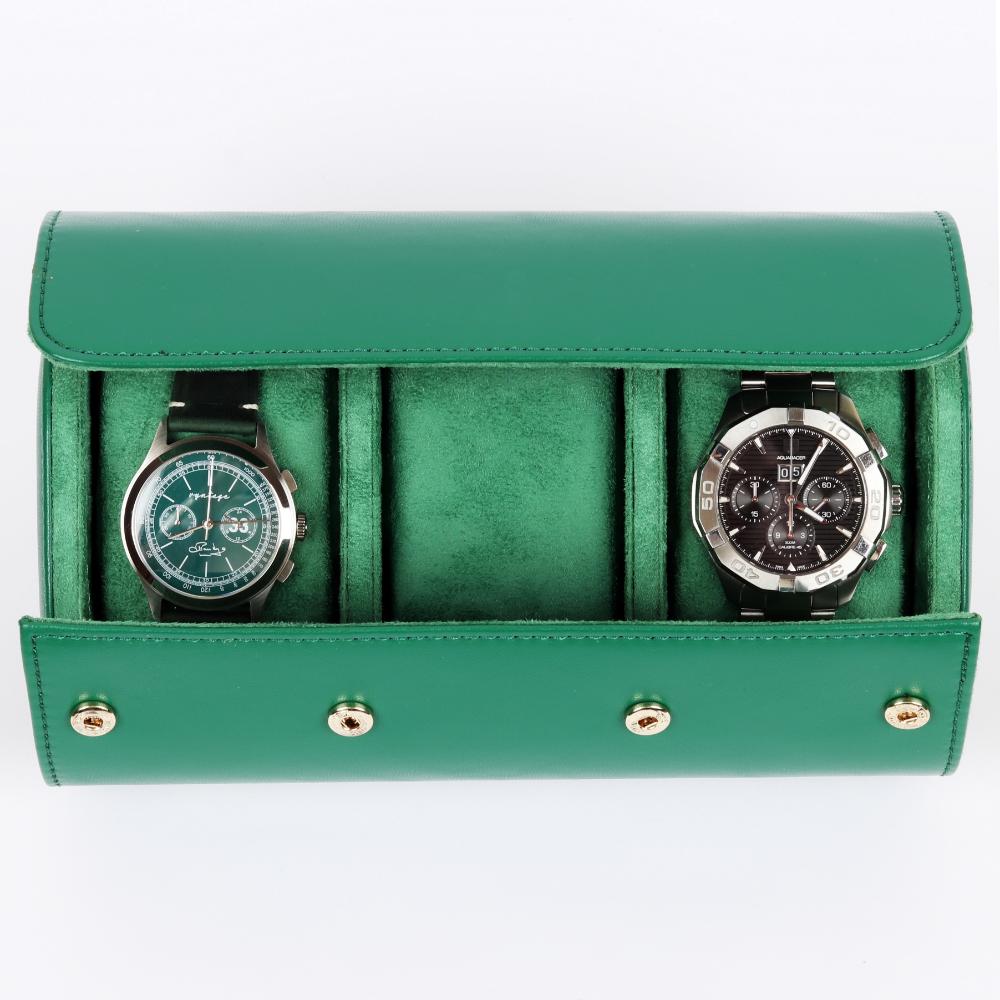 HQ 3 Slot Travel Watch Case Roll Green