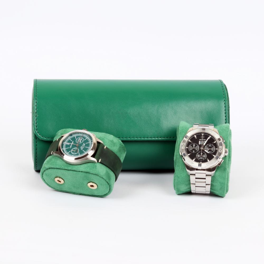 HQ 3 Slot Travel Watch Case Roll Green