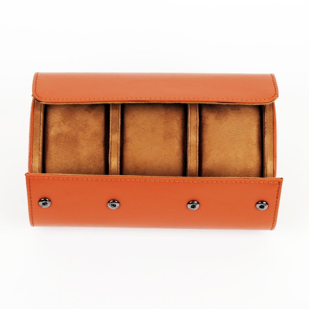HQ Watch Roll 3 Slots Watch Case Orange