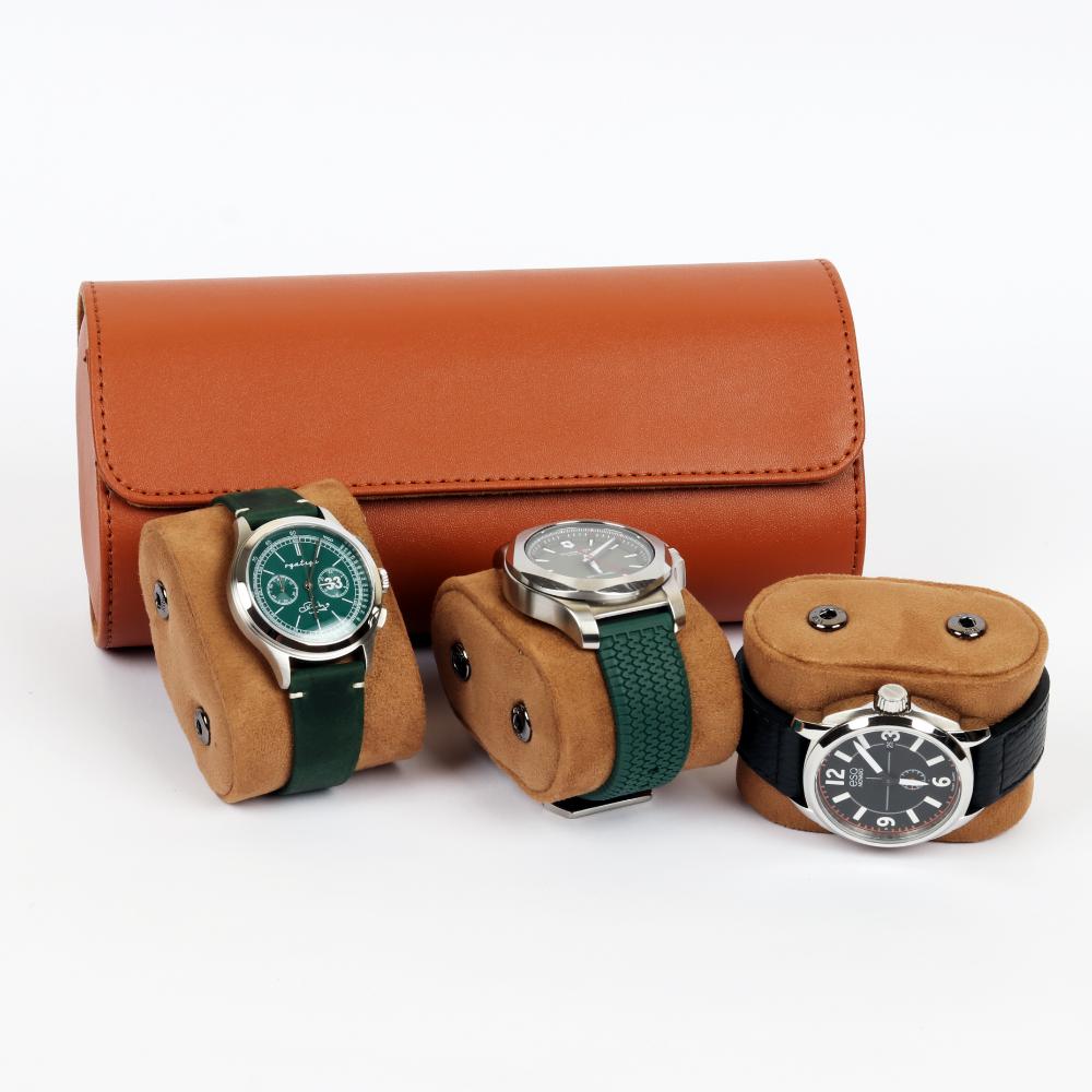 HQ Watch Roll 3 Slots Watch Case Orange