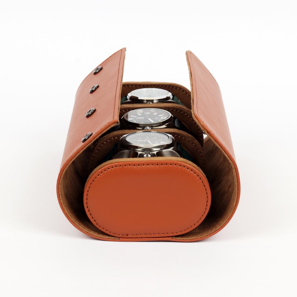 HQ Watch Roll 3 Slots Watch Case Orange