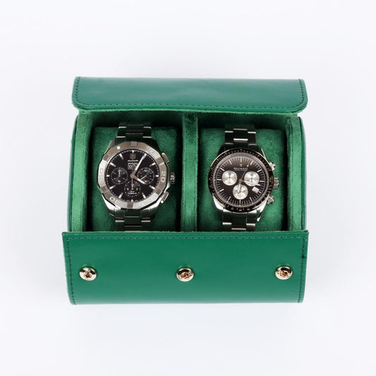HQ Watch Case 2 Slots Travel Watch Roll Green