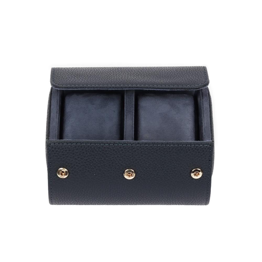 HQ Watch Case 2 Slots Travel Watch Roll Navy Blue