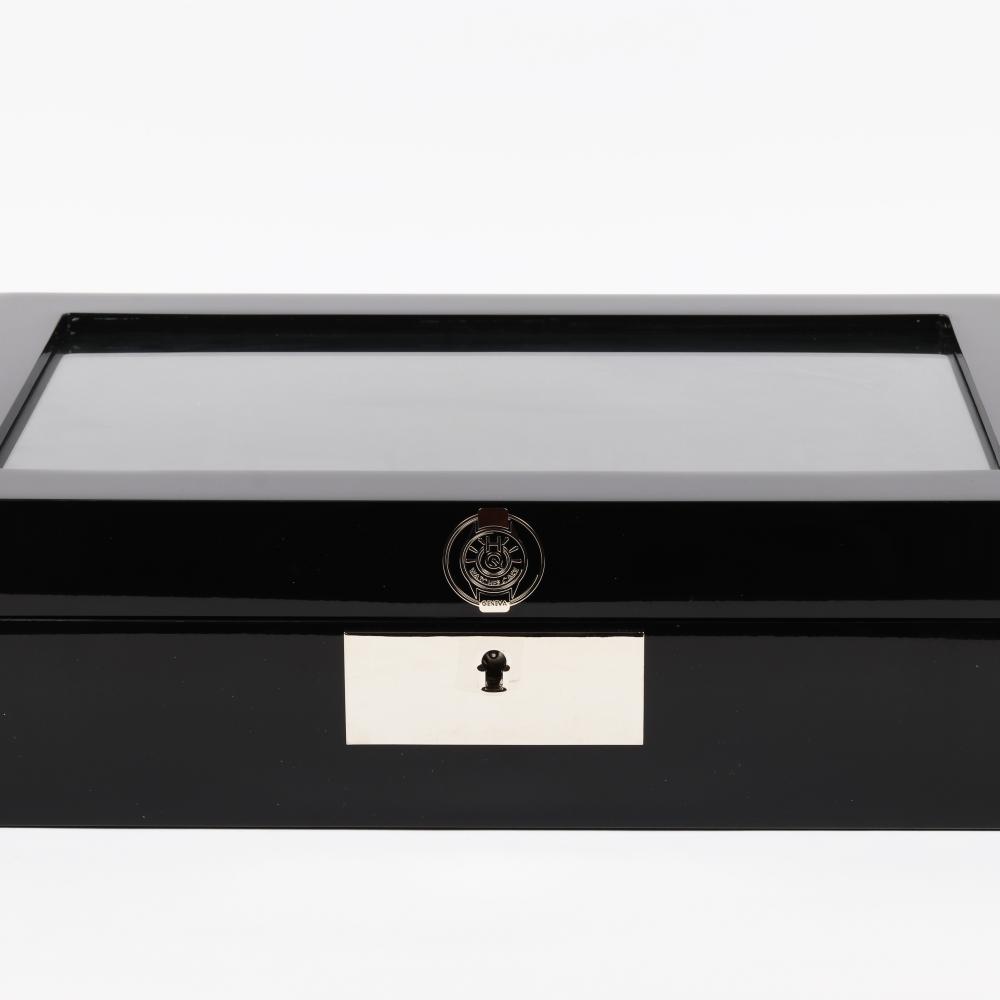HQ Luxury Wooden Display Watch Box 10 Watch Slots Jet Black