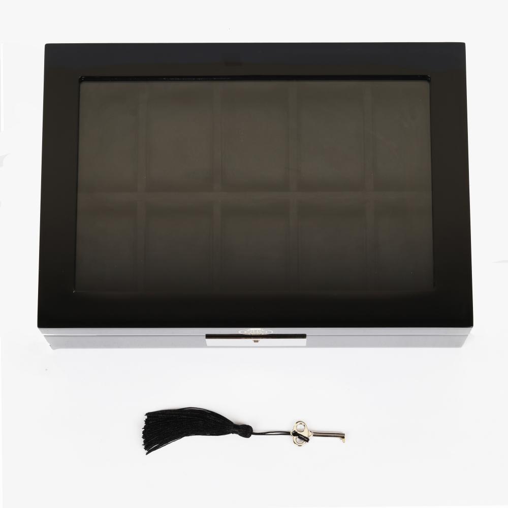 HQ Luxury Wooden Display Watch Box 10 Watch Slots Jet Black