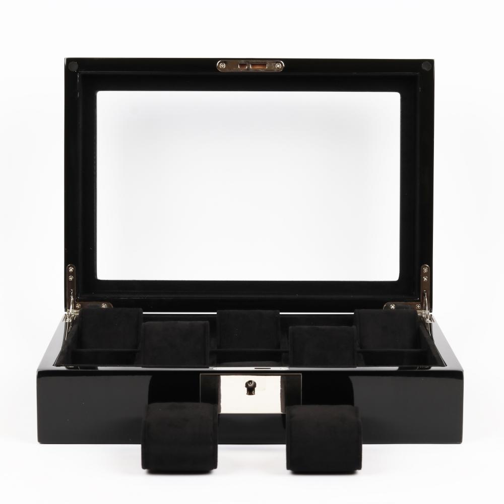 HQ Luxury Wooden Display Watch Box 10 Watch Slots Jet Black