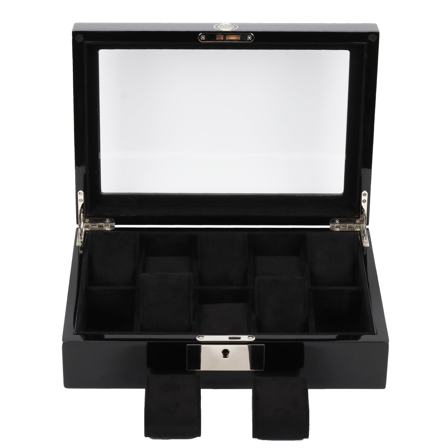 HQ Luxury Wooden Display Watch Box 10 Watch Slots Jet Black