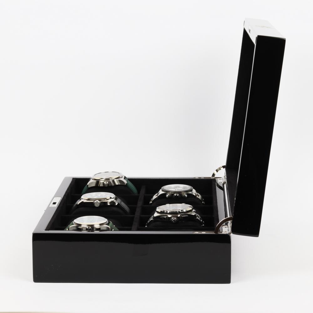 HQ Luxury Wooden Display Watch Box 10 Watch Slots Jet Black