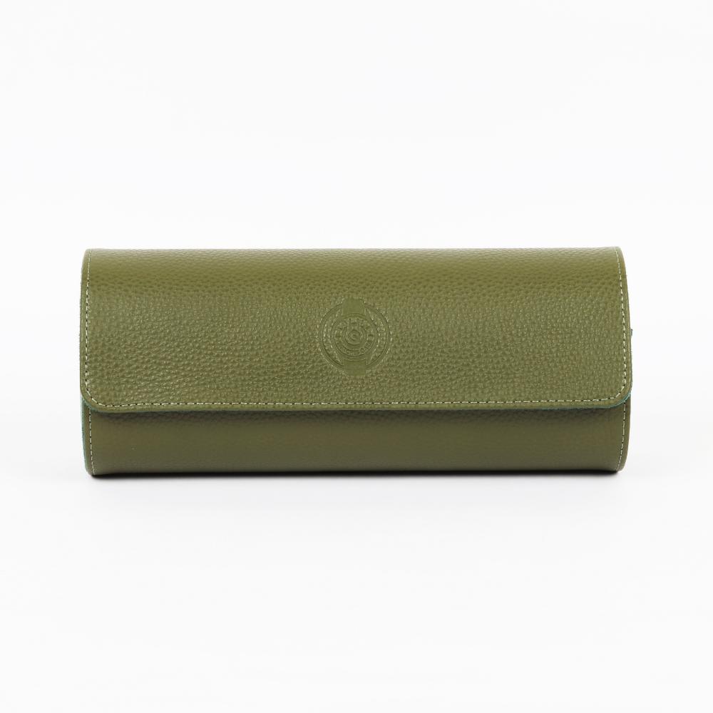 HQ Watch Care 3 Slots Watch Roll Travel Case Olive Green