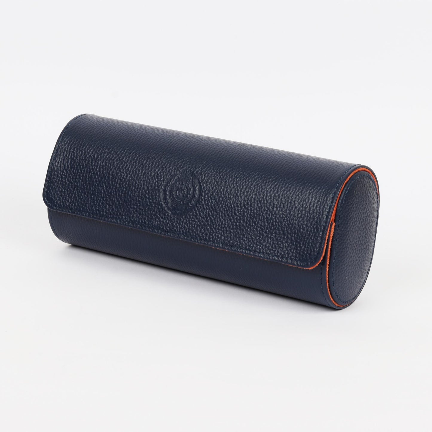 HQ Watches Care Navy Blue Genuine Leather Watch Case Roll for 3 Watches