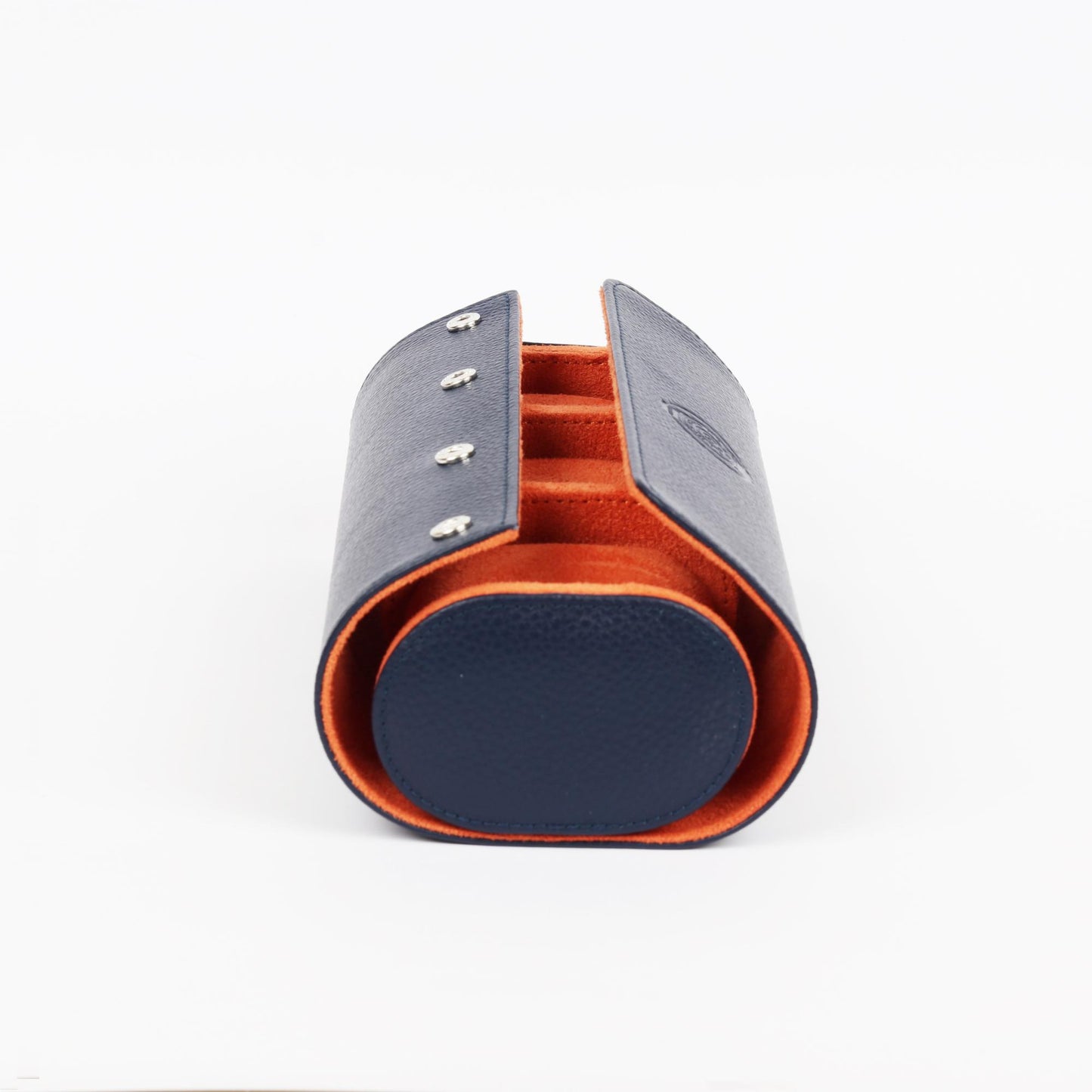 HQ Watches Care Navy Blue Genuine Leather Watch Case Roll for 3 Watches