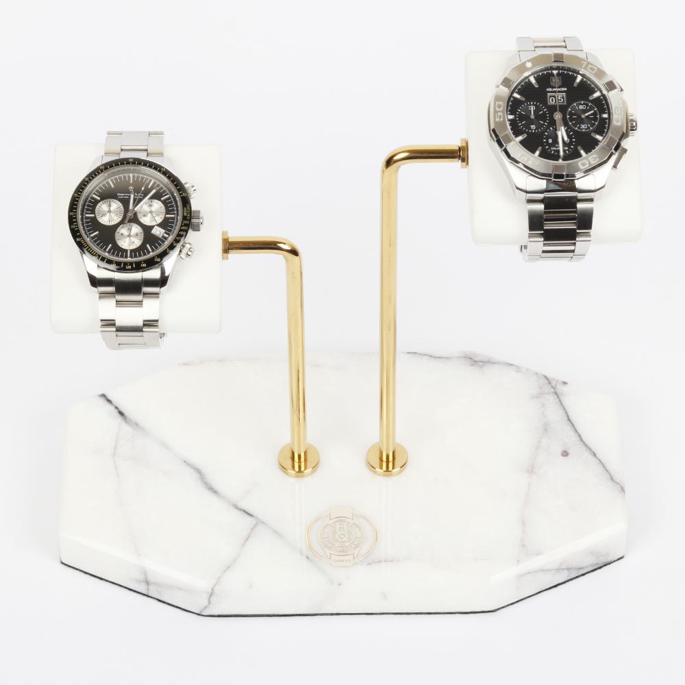 HQ Double Watch Stand Alabaster Opulence