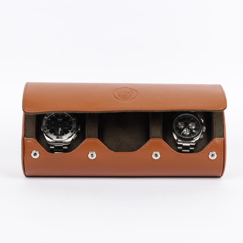 HQ Watch Roll 3 Slots Travel Case Brown