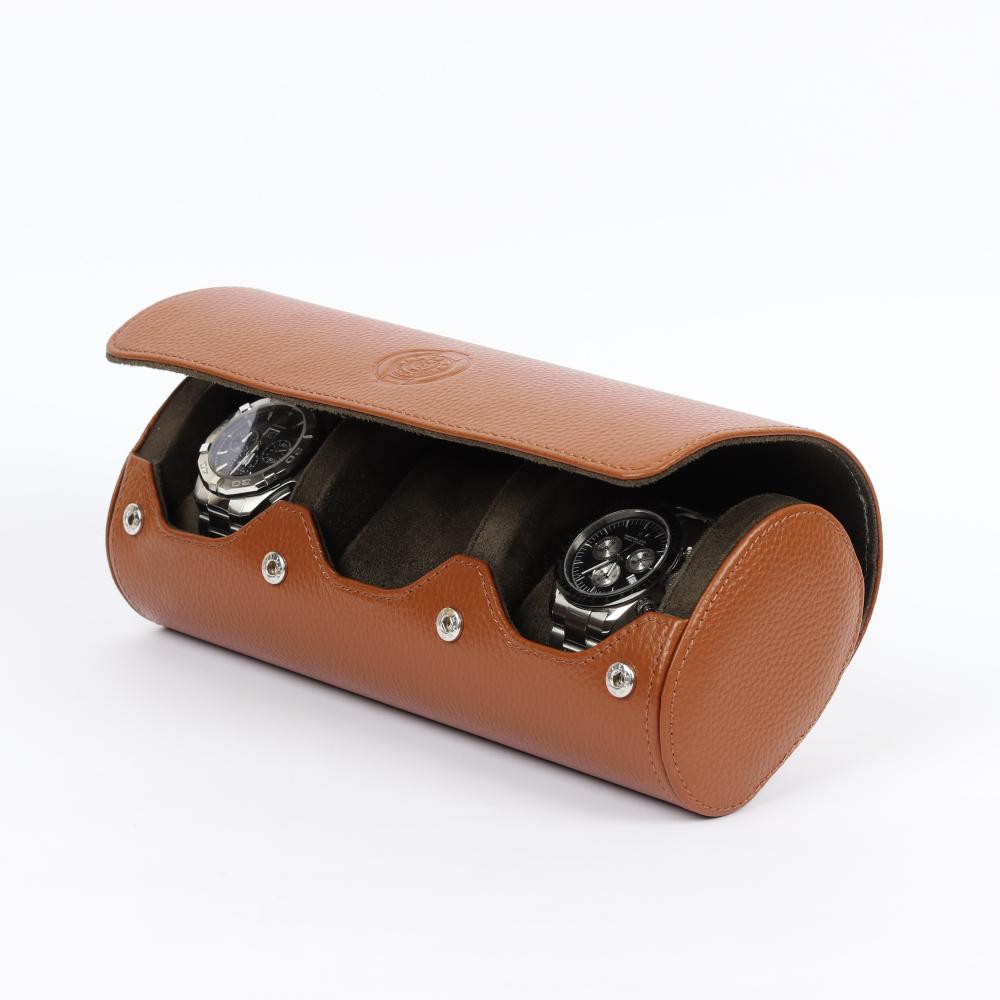 HQ Watch Roll 3 Slots Travel Case Brown