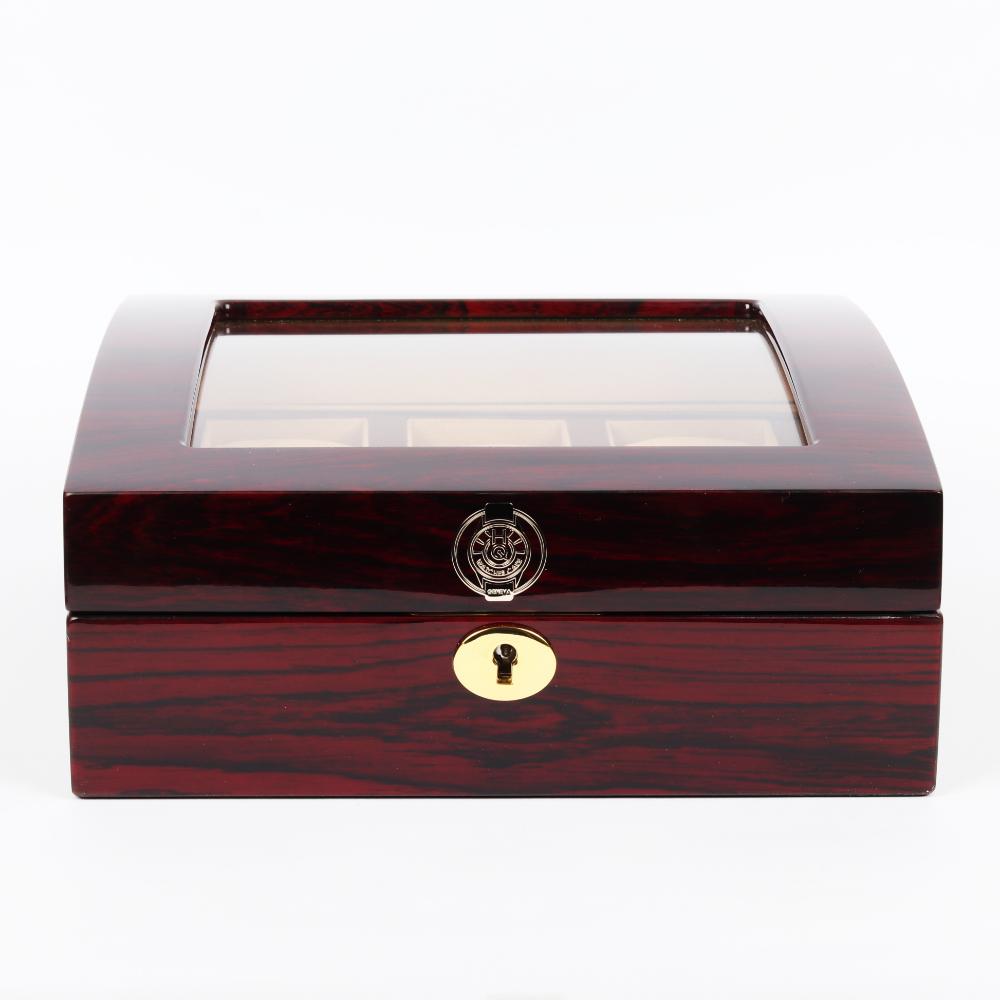 HQ Luxury Wooden Watch Box 6 Watch Slots Walnut Brown
