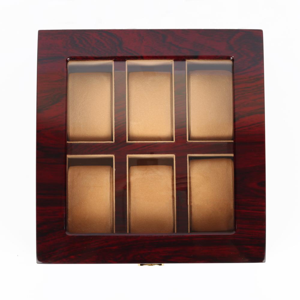 HQ Luxury Wooden Watch Box 6 Watch Slots Walnut Brown