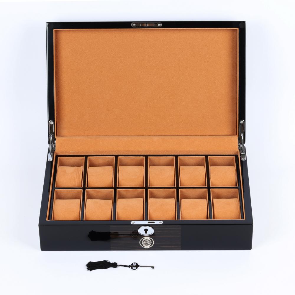 HQ Luxury Watch Box 12 Watch Slots Jet Black