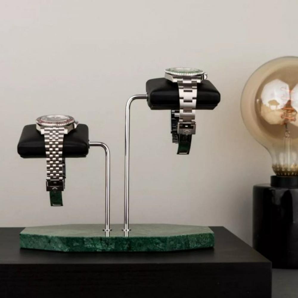HQ Marble Double Watch Stand Green Marble