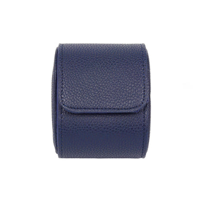 HQ Single Watch Genuine Leather Travel Case/Roll - Navy Blue