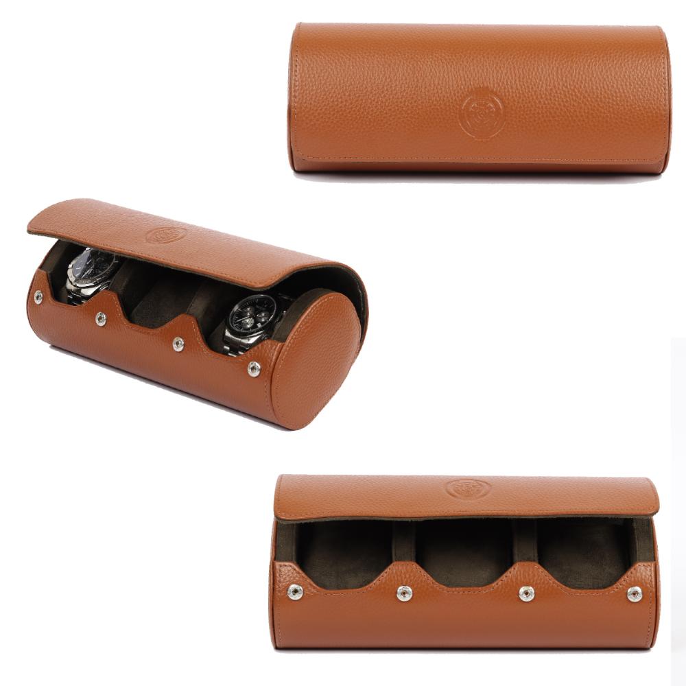 HQ Watch Roll 3 Slots Travel Case Brown