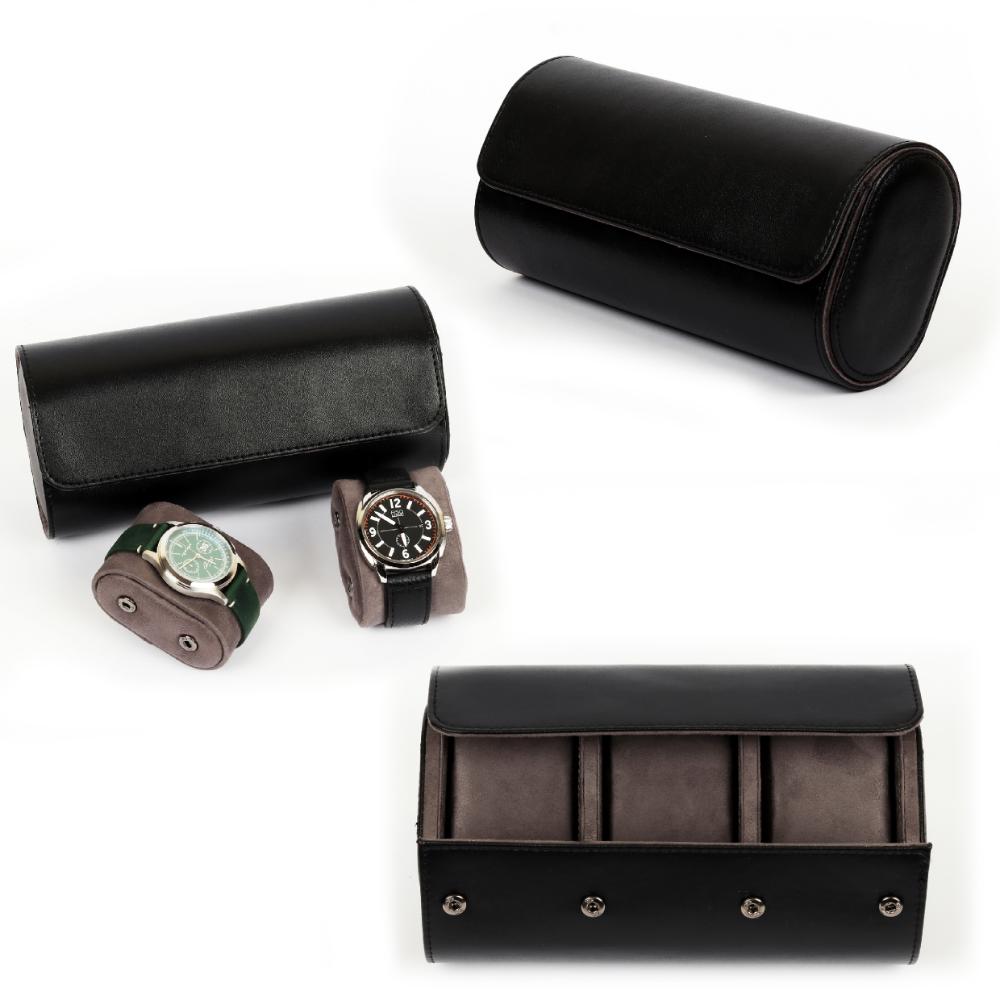 HQ 3 Slot Travel Watch Case Roll Black