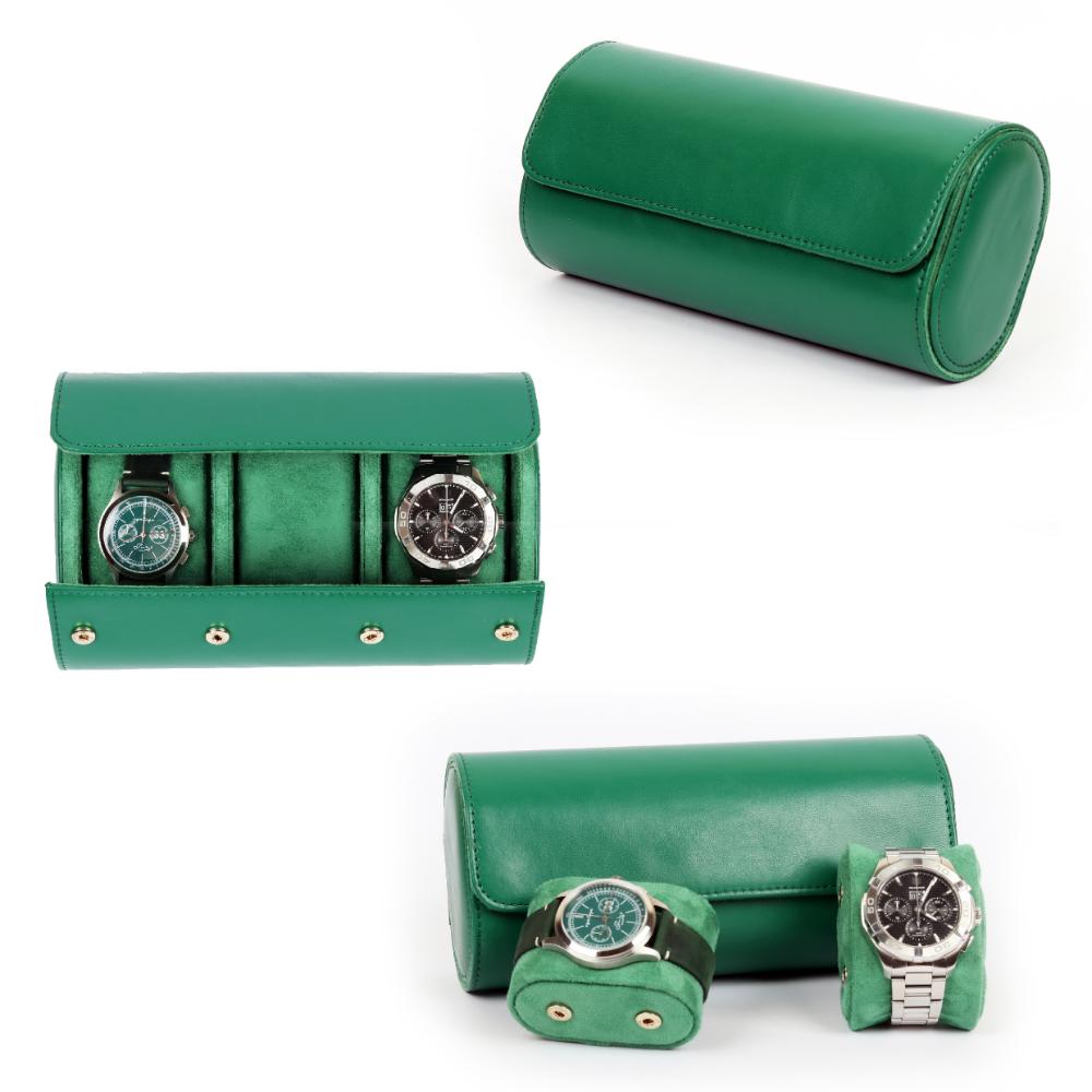 HQ 3 Slot Travel Watch Case Roll Green