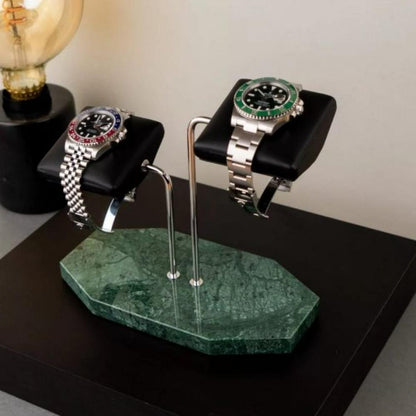 HQ Marble Double Watch Stand Green Marble